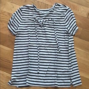 Striped lace up tee